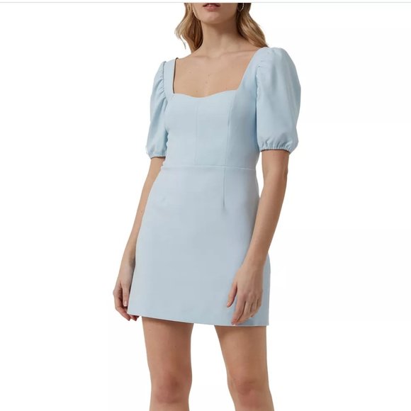NWOT French Connection Blue Berina Whisper Puff Sleeve Dress 8 - Picture 2 of 11